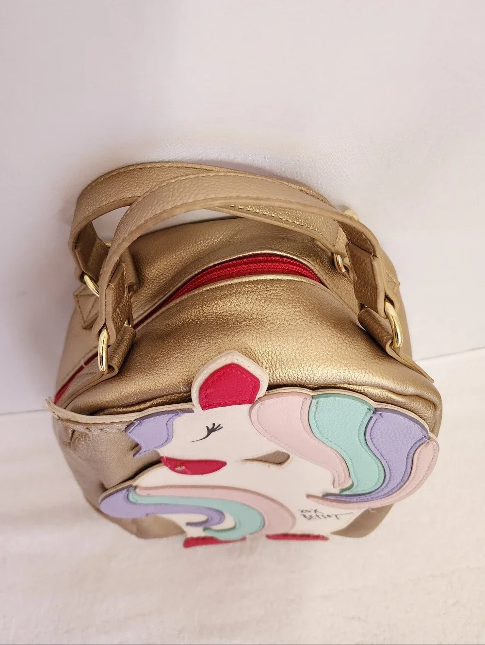 Betsey Johnson Unicorn Mini Backpack Gold Pink Rainbow Pastel Glitter Bag